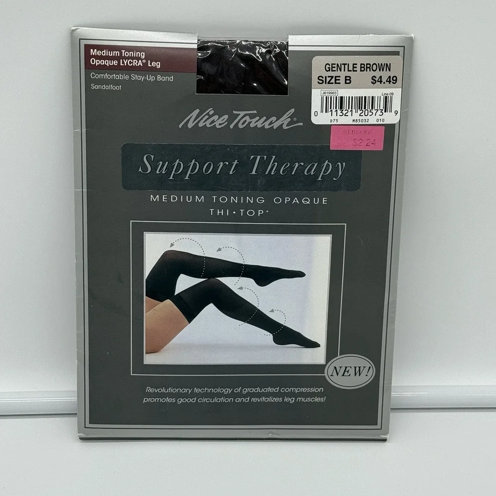 Nice Touch Support Therapy Med Toning Opaque Lycra Leg‎ Brown Size B Thi- High